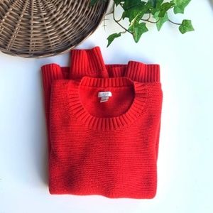 J. Crew Red Cotton/Merino Sweater - M